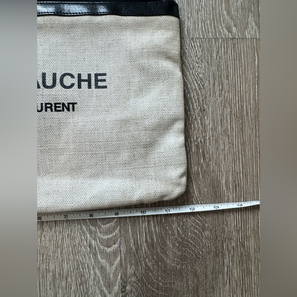 Saint Laurent Rive Gauche Canvas Clutch | YSL Pouch Black Leather Trim Wristlet - Picture 8 of 9